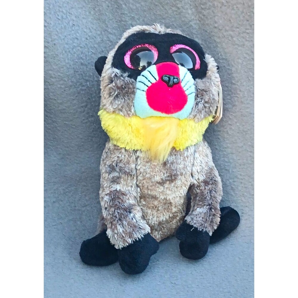 Ty Beanie Boos Wasabi the Baboon Monkey Plush Stuffed Animal Glitter Eyes Tags